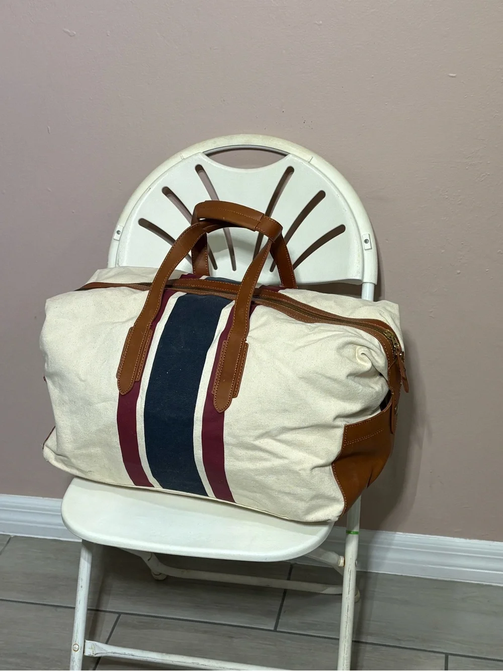 J.Crew Oar Stripe Canvas Weekender Bag #K0337